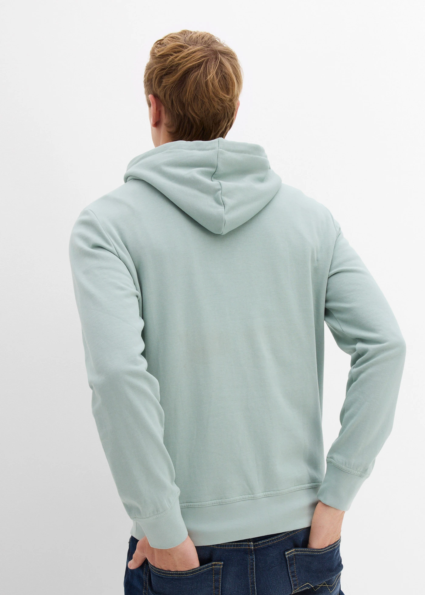 Sweat à capuche 100% coton • gris vert • Boutique bonprix