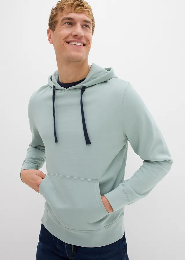 Sweat à capuche 100% coton, Couleur: gris vert