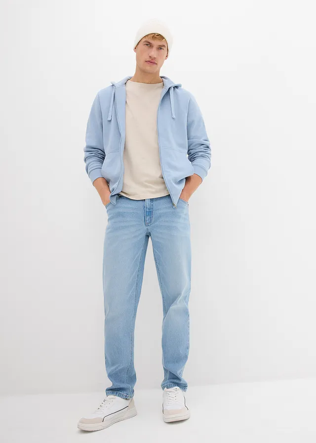 Sweat zippé à capuche, regular, Couleur: bleu clair