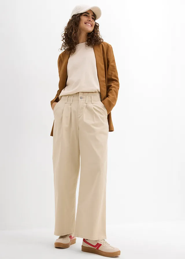 Blazer ample en mélange lin-viscose, Couleur: cognac