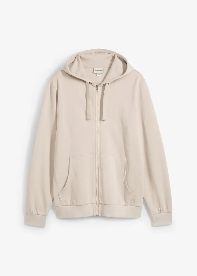 Hoodie met ritssluiting, regular fit • steengrijs • bonprix online shop
