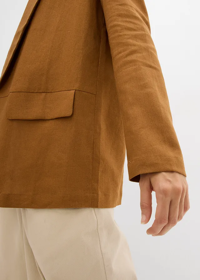 Blazer ample en mélange lin-viscose • cognac • product-page.page-title-suffix