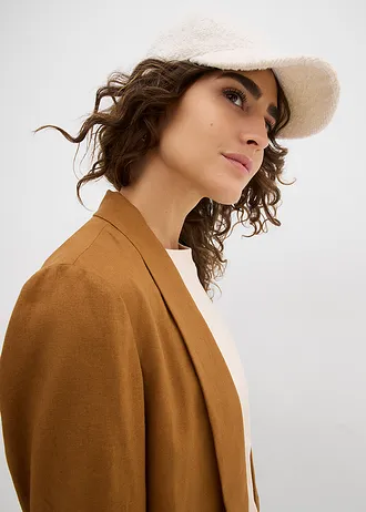 Blazer ample en mélange lin-viscose • cognac • Boutique bonprix