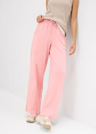 Wijde jersey broek van interlock, Kleur: soft roze