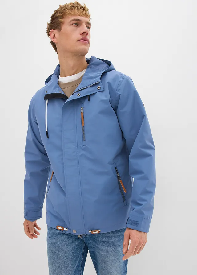 Veste imperméable à capuche et détails enduits