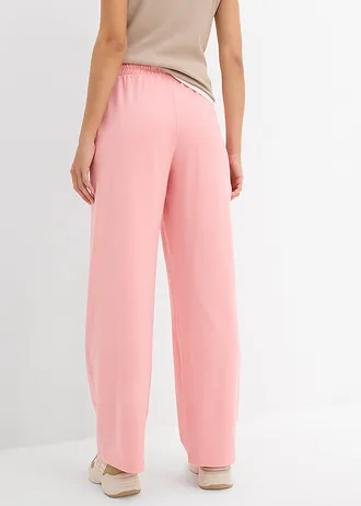 Wijde jersey broek van interlock, Kleur: soft roze