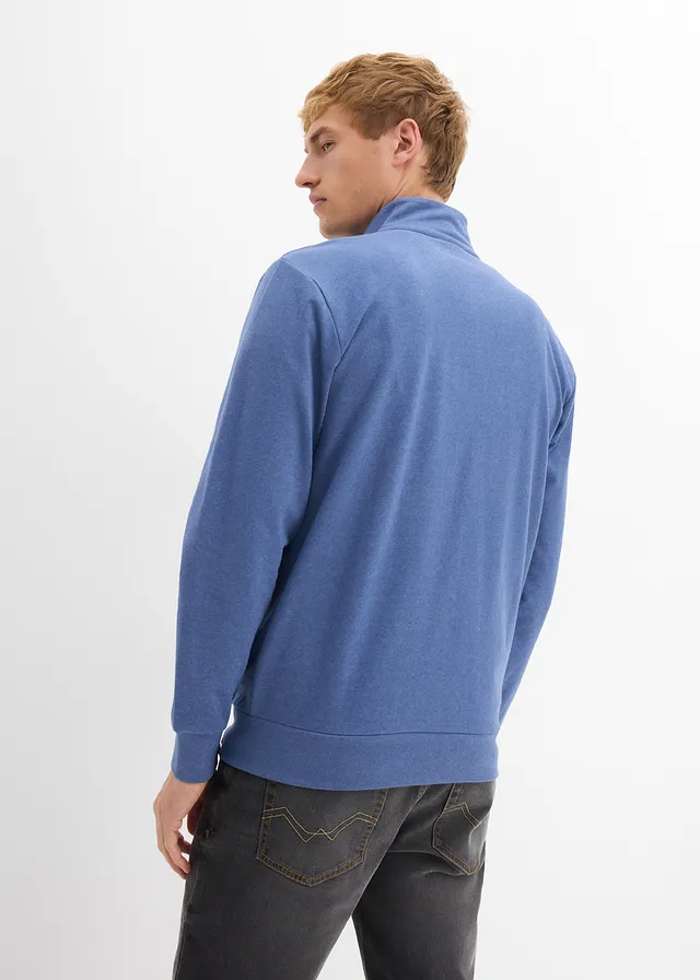 Sweatvest met opstaande kraag, Kleur: jeansblauw