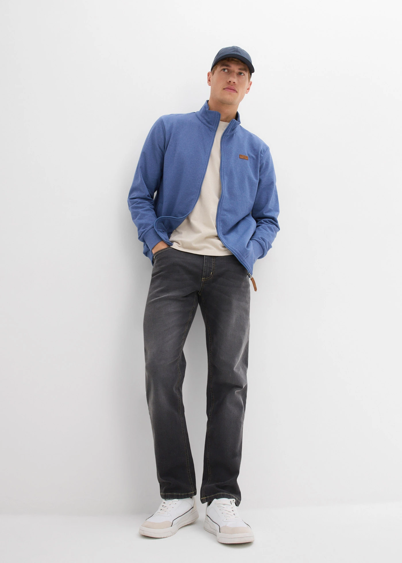 Sweatvest met opstaande kraag • jeansblauw • bonprix online shop