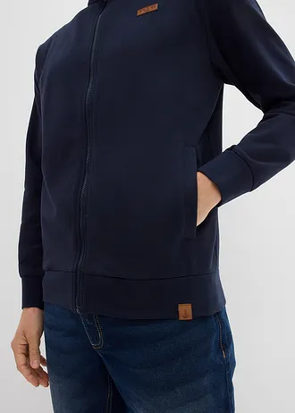 Bluza ze stójką i detalami z imitacji skóry • granatowy • sklep bonprix