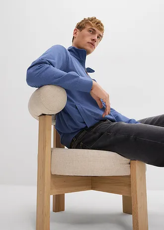 Jachetă casual cu guler înalt și detalii din imitație de piele • albastru jeans • magazin bonprix