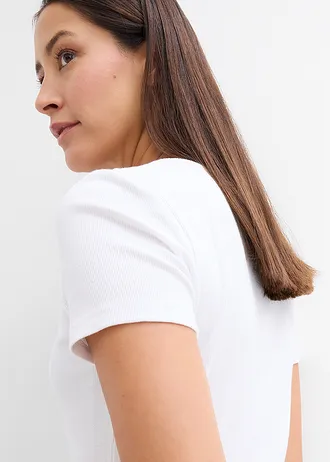 Bluzka z dekoltem henley z czystej bawełny organicznej • biały • sklep bonprix