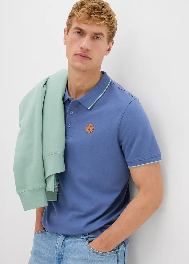 Bluză polo Piqué din bumbac organic, culoare: albastru jeans