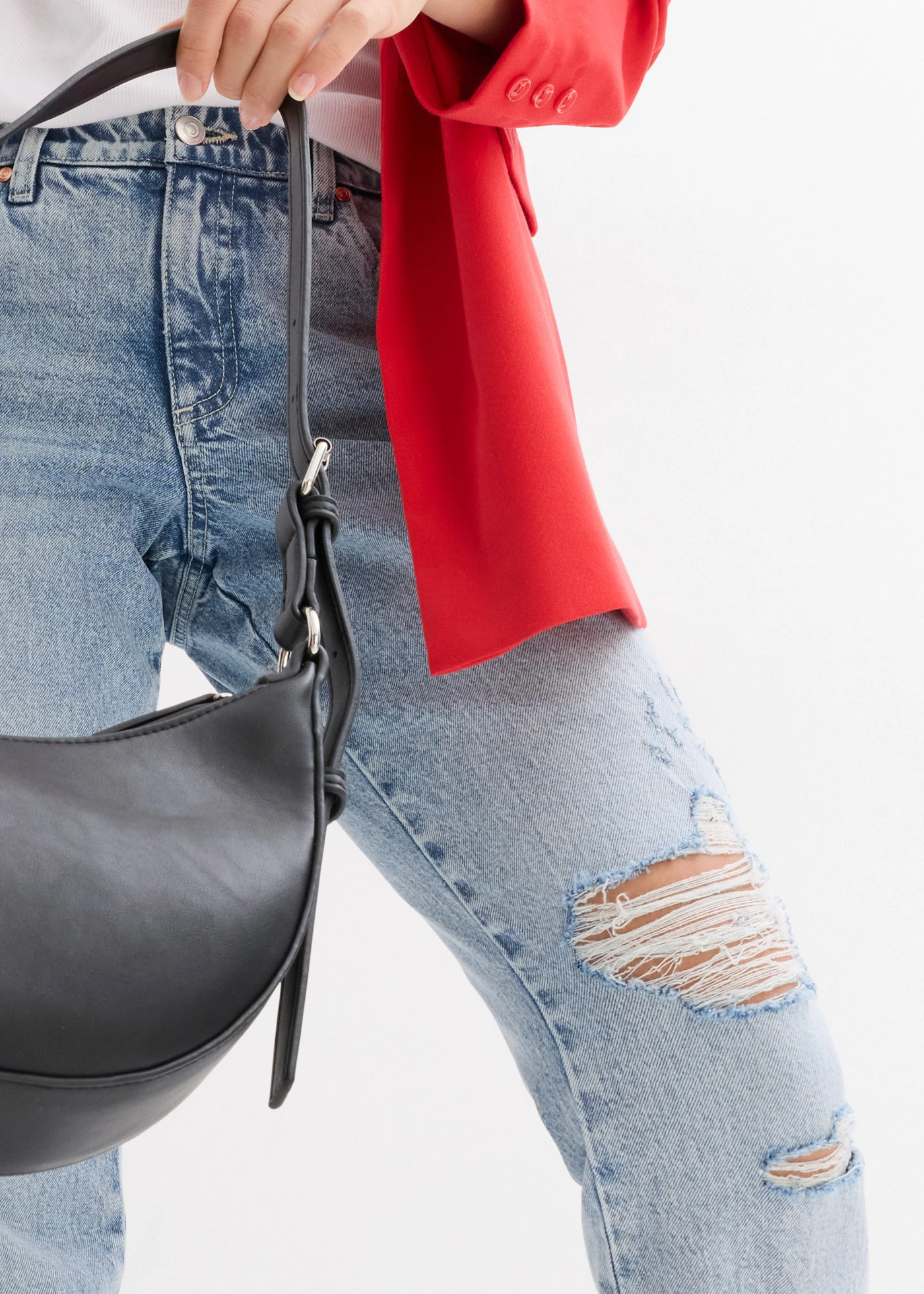 Straight jeans, mid waist, cropped • ijsblauw denim used • bonprix online shop