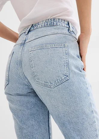 Straight jeans, mid waist, cropped • ijsblauw denim used • bonprix online shop