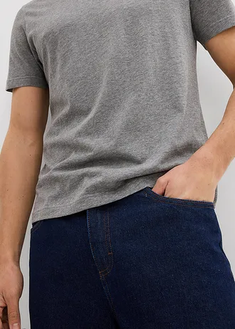 Lot de 3 T-shirts col V • bleu nuit + bleu fumé + gris chiné • Boutique bonprix