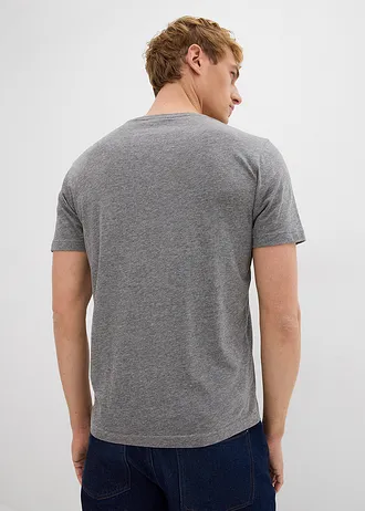 T-shirt z dekoltem w serek (3 szt.) • granatowy+niebieski dymny+szary melanż • sklep bonprix