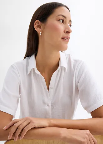 Chemisier boxy en crêpe léger • blanc • Boutique bonprix