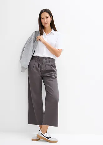 Boxy blouse van lichte crêpe, Kleur: wit