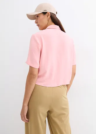 Boxy halenka z lehkého krepu, barva: růžová