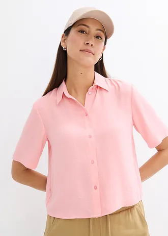 Boxy halenka z lehkého krepu, barva: jemně růžová