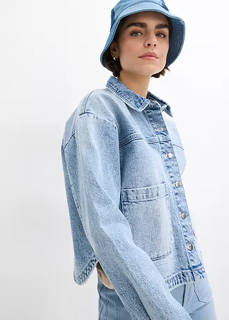Džínová košilová bunda • ledově modrý denim used • bonprix obchod