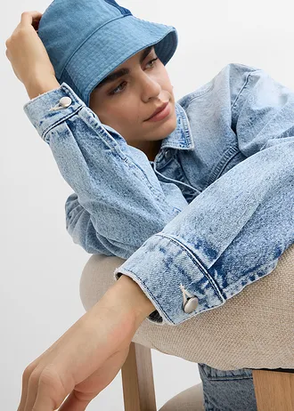 Farmerdzseki • jégkék denim, használt hatású • bonprix áruház