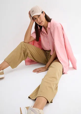 Bluzka o pudełkowym kroju z lekkiej krepy • pastelowy róż • sklep bonprix