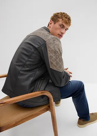 Imitatieleren jas in bikerstijl • antraciet • bonprix online shop