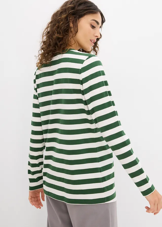 T-shirt rayé 100% coton • vert épicéa/écru rayé • product-page.page-title-suffix