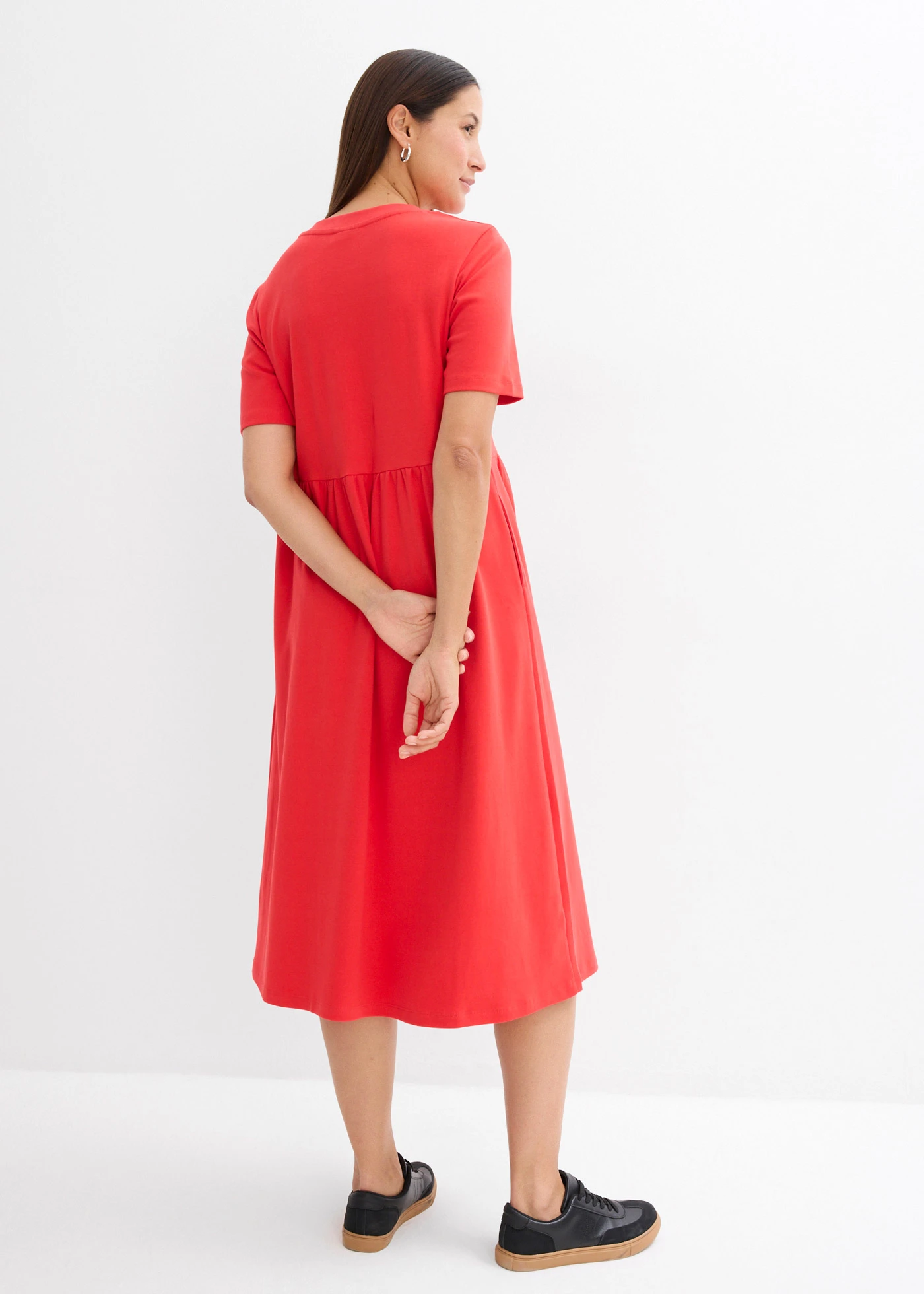 Rochie de jerse din bumbac 100% • roşu-căpşună • magazin bonprix