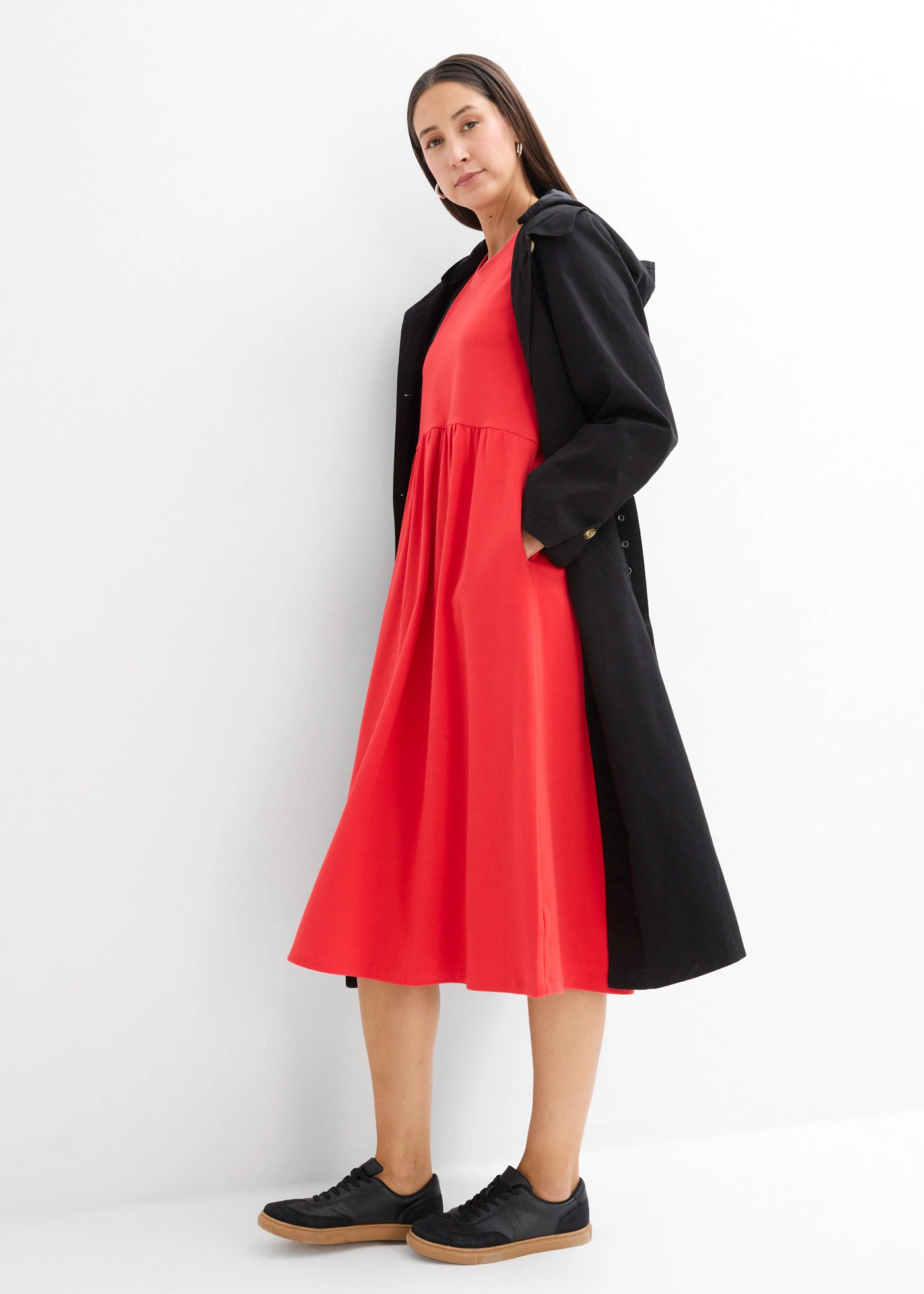 Jersey jurk van puur katoen • aardbeirood • bonprix online shop