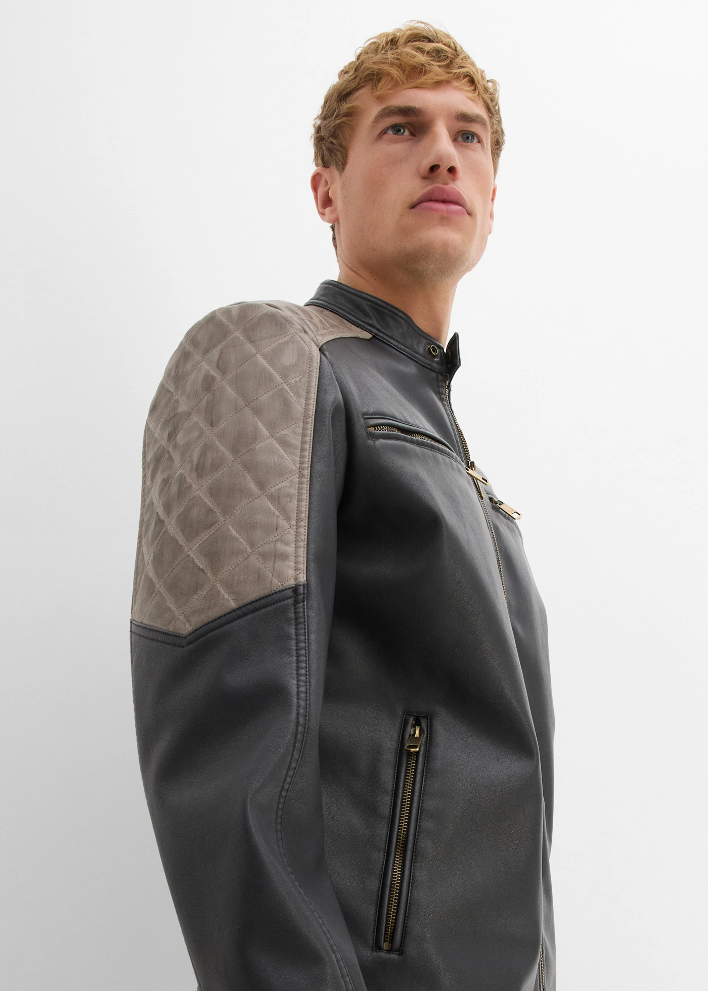 Imitatieleren jas in bikerstijl • antraciet • bonprix online shop