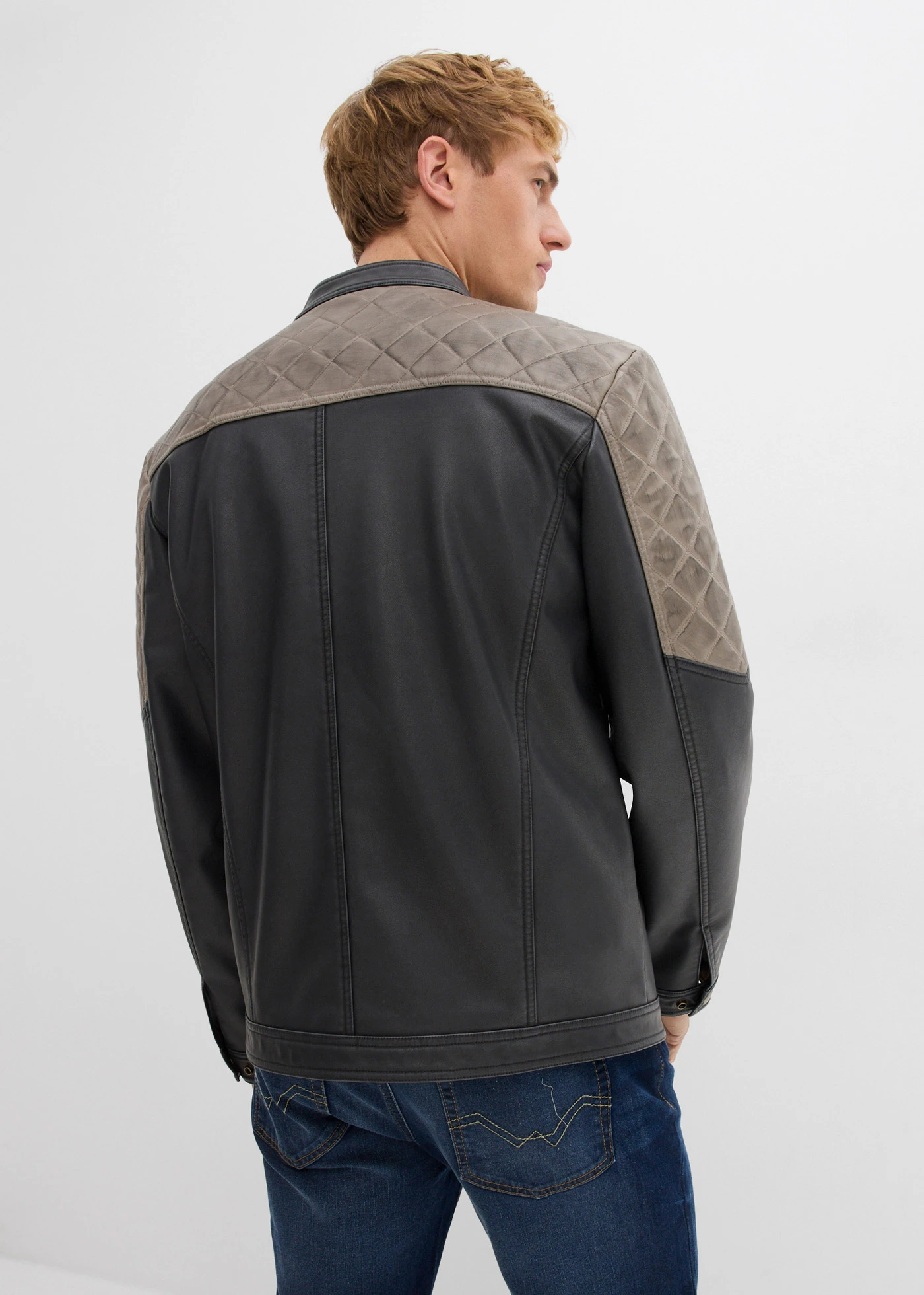 Imitatieleren jas in bikerstijl • antraciet • bonprix online shop