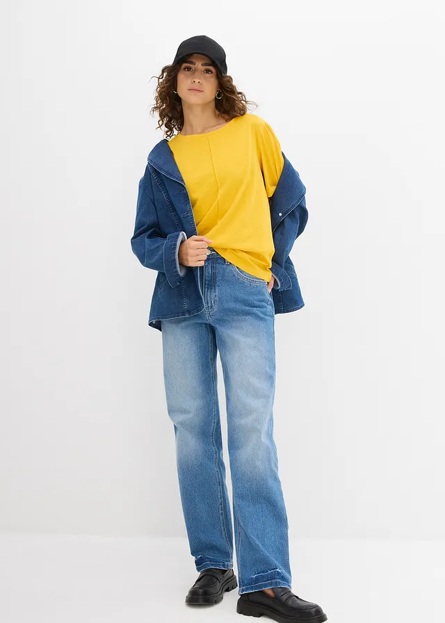 T-shirt 100% coton denim bleu clair used