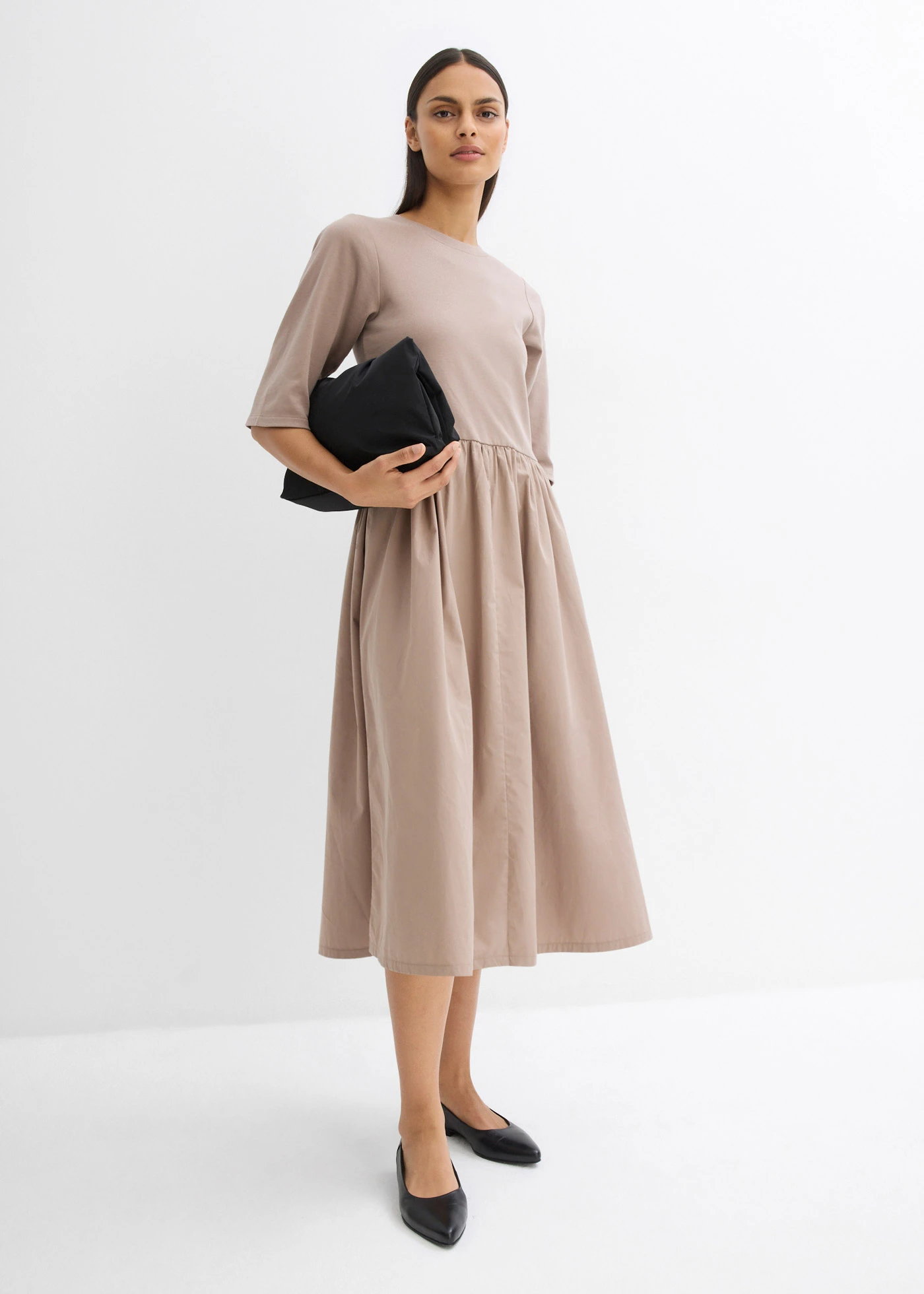 Rochie midi din bumbac 100% • gri-bej • magazin bonprix