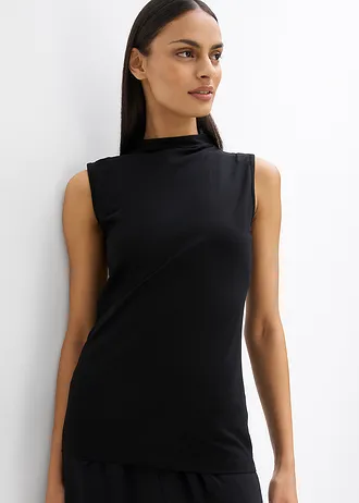 Top din mix de material elastic cu bumbac • negru • magazin bonprix
