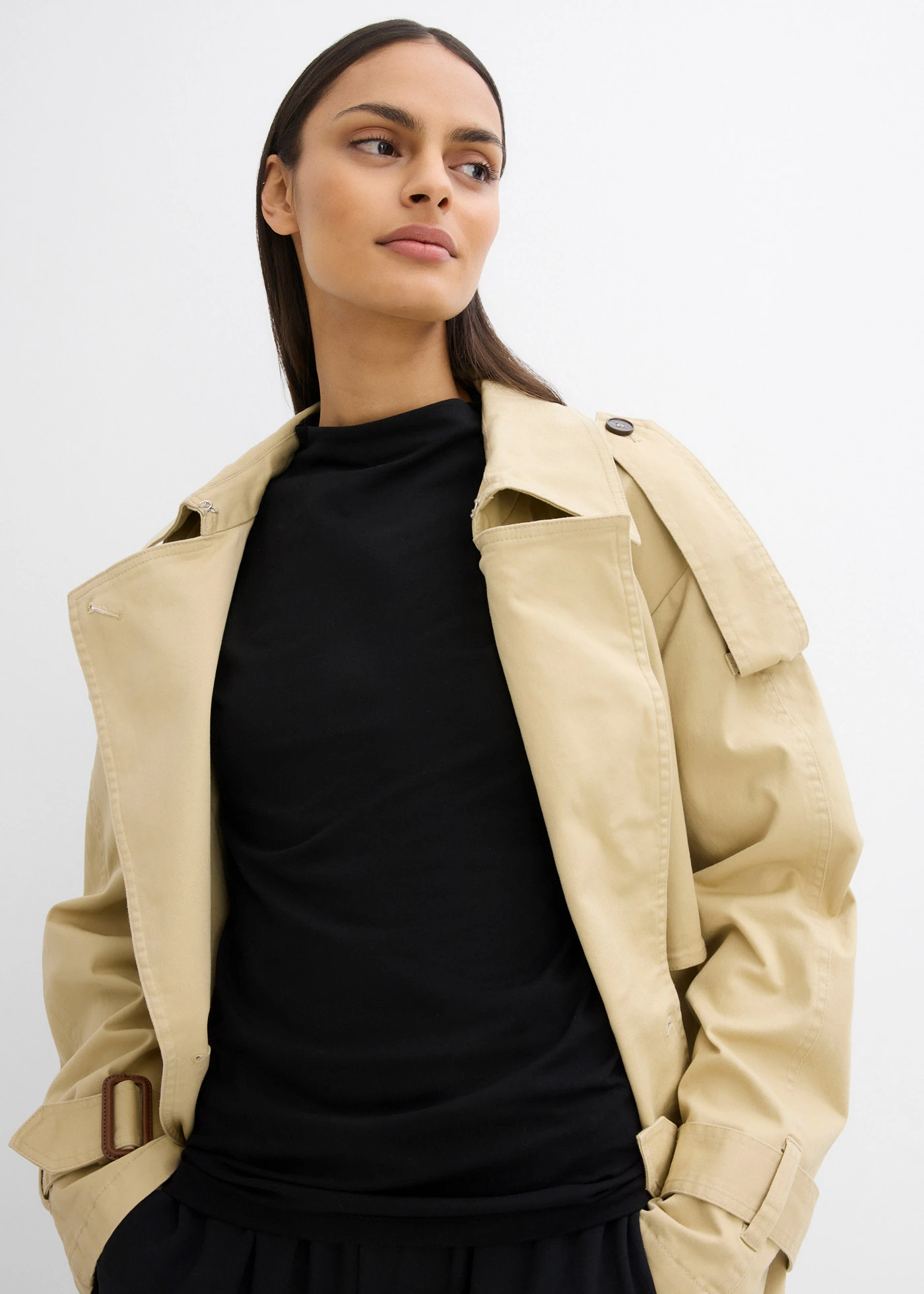 Top din mix de material elastic cu bumbac • negru • magazin bonprix