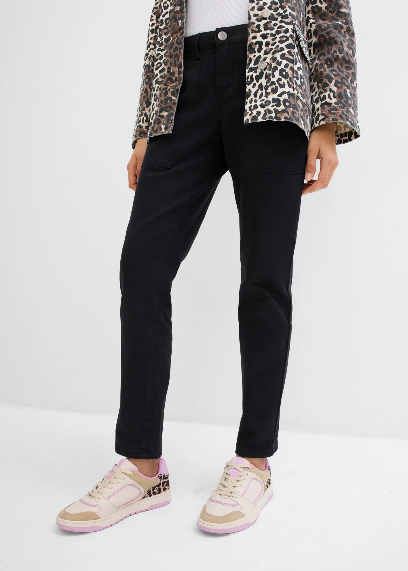 Twill broek in een elastische katoenmix • zwart • bonprix online shop
