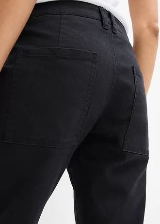 Twill broek in een elastische katoenmix • zwart • bonprix online shop