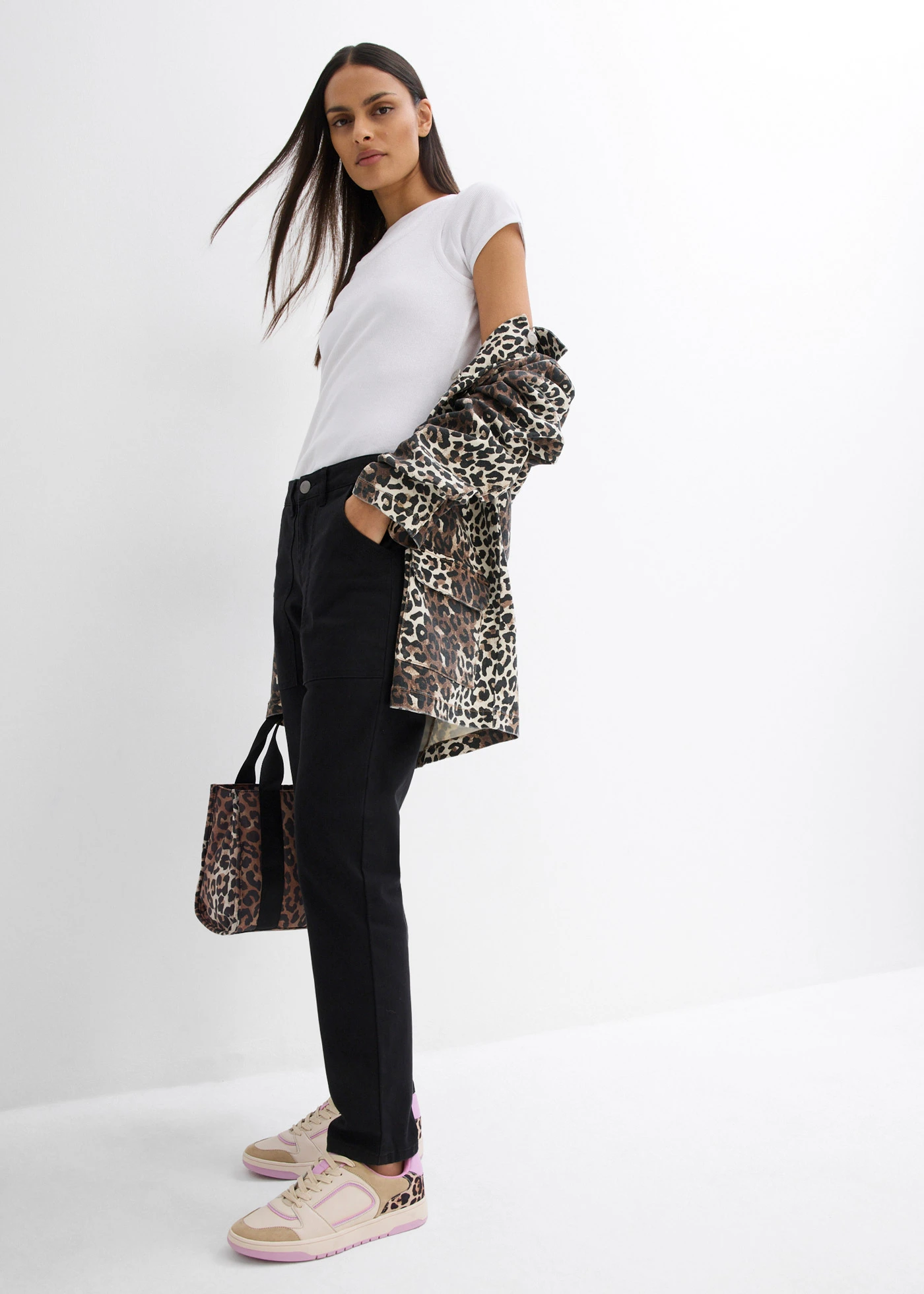 Keprové kalhoty z elastické bavlněné směsi • černá • bonprix obchod