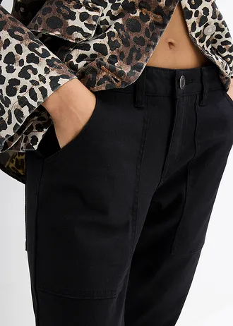 Twill broek in een elastische katoenmix • zwart • bonprix online shop