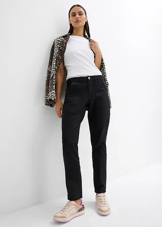 Twill broek in een elastische katoenmix • zwart • bonprix online shop