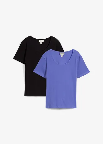 Lot de 2 T-shirts en coton côtelé