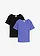 Lot de 2 T-shirts en coton côtelé, Couleur: noir-bleu mauve