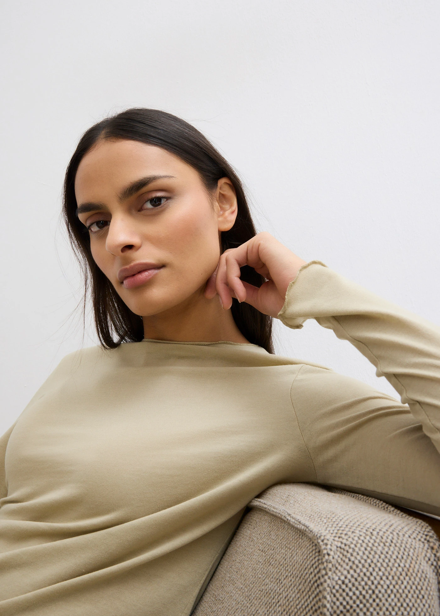 Semi-transparante longsleeve • rookkaki • bonprix online shop