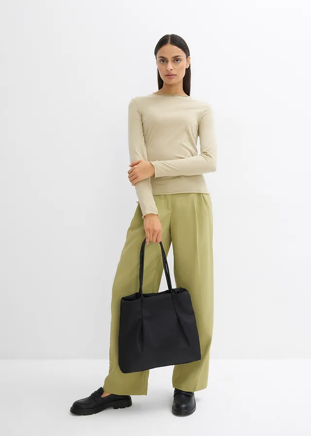 Semi-transparante longsleeve rookkaki