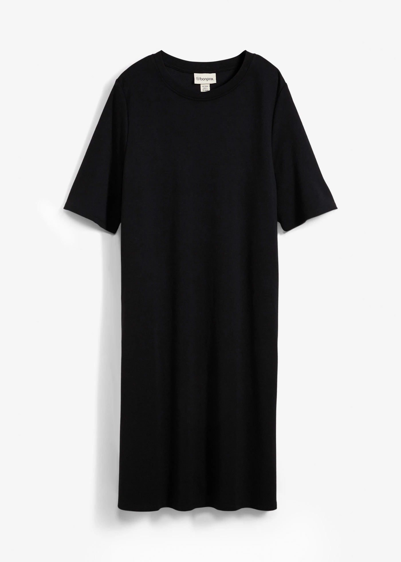 Sukienka T-shirtowa o trapezowym kroju z mieszanki wiskozy • czarny • sklep bonprix