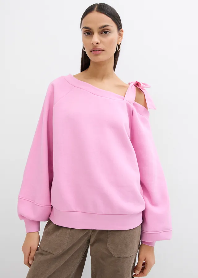 Sweat-shirt ample, asymétrique, Couleur: rose glycine