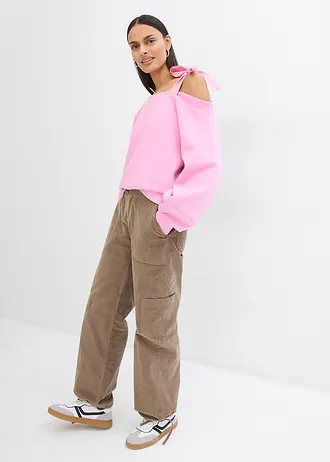 Široká mikina s odhaleným ramenem • jemně pink • bonprix obchod