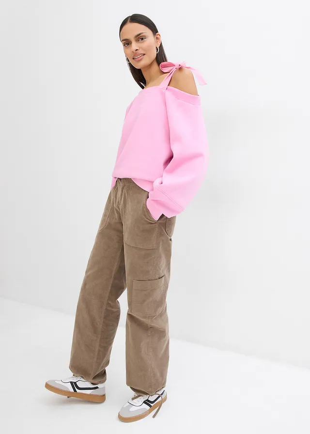 Sweat-shirt ample, asymétrique, Couleur: rose glycine
